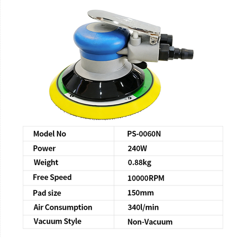 PANDAS 6-Zoll-Pneumatikpoliermaschine ohne Vakuum, Autopoliermaschine, pneumatisches Metallentgratungswerkzeug